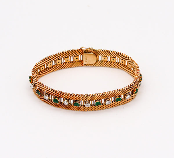 -Bvlgari Milano 1950 Bracelet In 18Kt Gold With 5.88 Ctw In Emerald And Diamonds