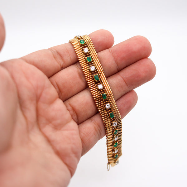-Bvlgari Milano 1950 Bracelet In 18Kt Gold With 5.88 Ctw In Emerald And Diamonds