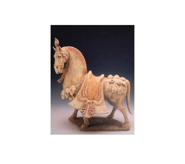 +China 549-577 AD Northern Qi Dynasty Ancient Caparisoned Horse In Earthenware Pottery