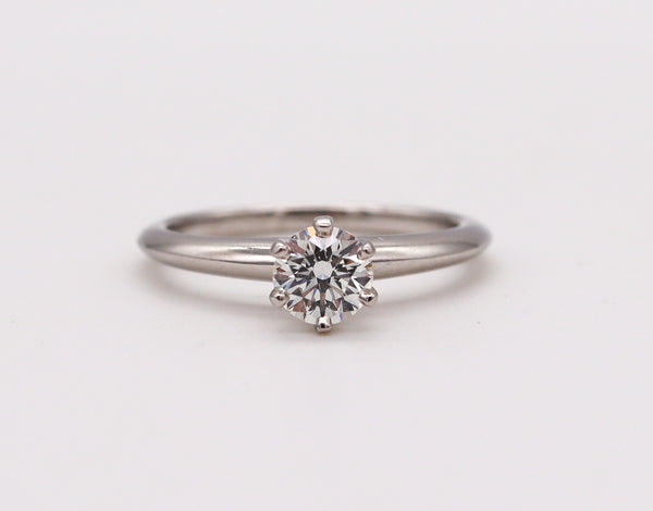 -Tiffany Co. Gia Certified Engagement Ring In Platinum With 0.45 Cts Diamond