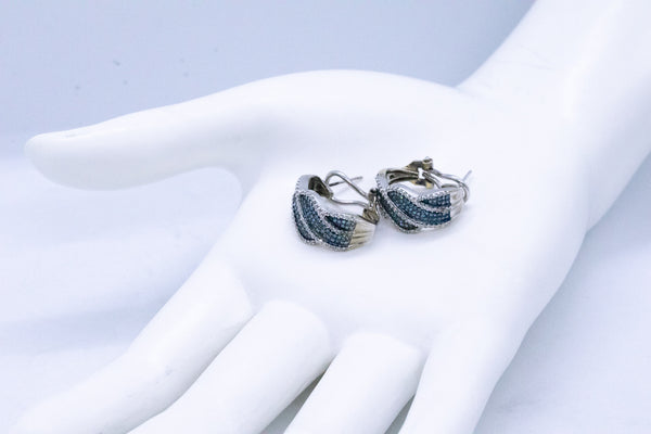 BLUE & WHITE 2.40 CT DIAMONDS EARRING AND RING SET