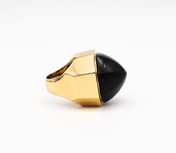 David Webb 1970 New York Statement Cocktail Ring In 18kt Yellow Gold With Black Onyx