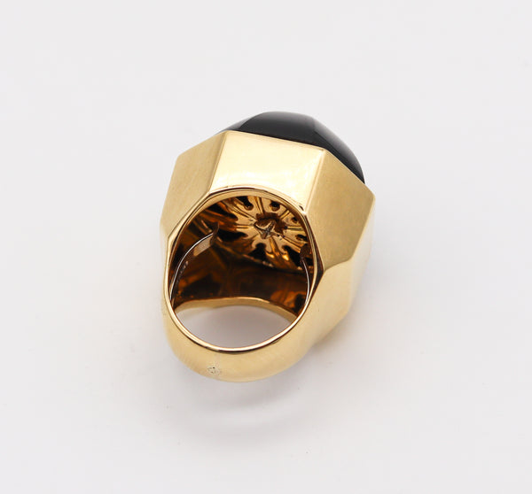 David Webb 1970 New York Statement Cocktail Ring In 18kt Yellow Gold With Black Onyx