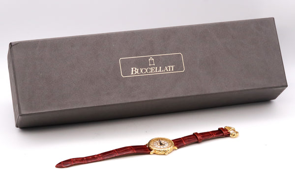 *Buccellati Milano 18 kt gold Audachron wristwatch with crocodile band & gold buckle