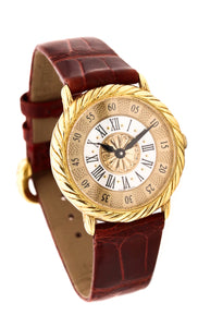 *Buccellati Milano 18 kt gold Audachron wristwatch with crocodile band & gold buckle