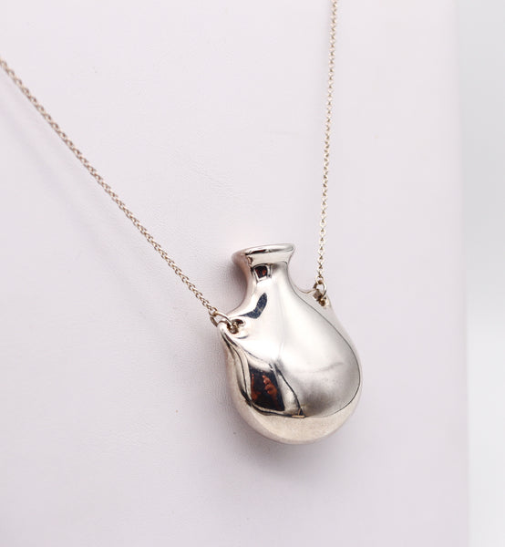 Tiffany Co 1977 By Elsa Peretti Medium Freeform Open Bottle Necklace in 925 Sterling Silver