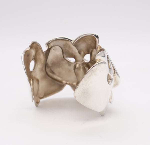 *Angela Cummings Studios 1984 Rare Sculptural Orchids Bracelet in .925 Sterling silver