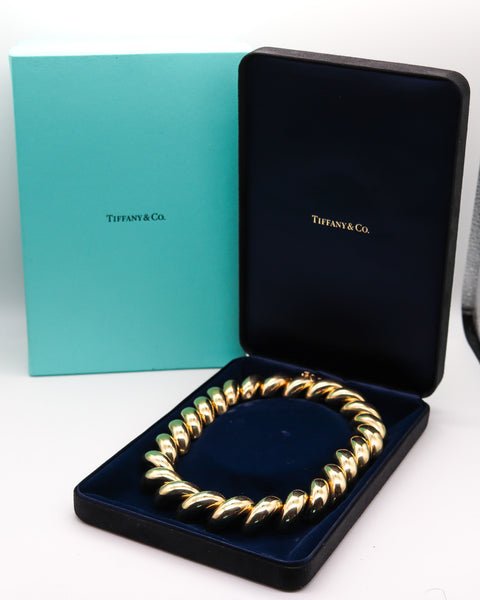-Tiffany Co. Bold San Marcos Links Necklace In Solid 14Kt Yellow Gold