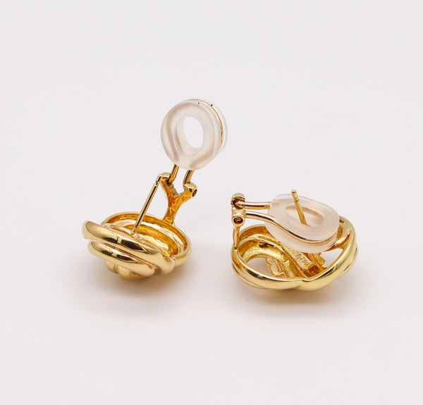 -Verdura Milan Infinity Knots Clips On Earrings In Solid 18Kt Yellow Gold