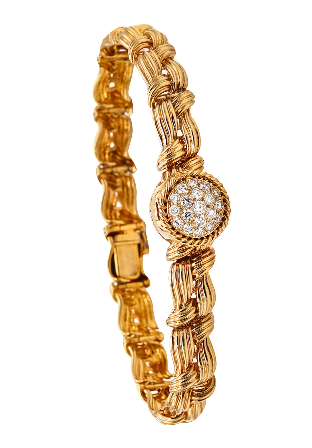 *Boucheron Paris 1970 Bracelet Wristwatch in 18 kt Gold with 1.26 Cts Diamonds