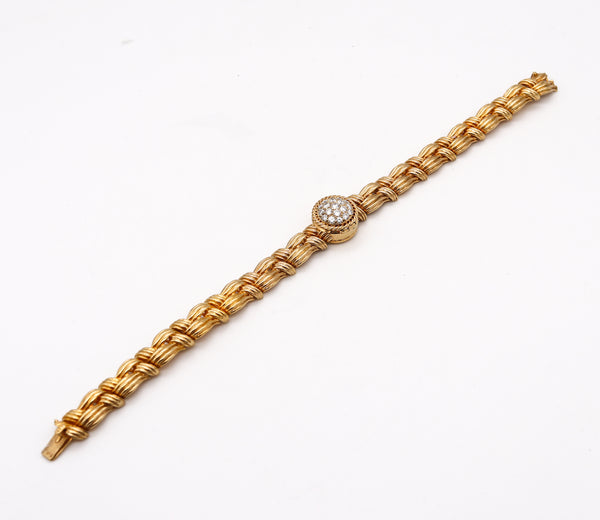 *Boucheron Paris 1970 Bracelet Wristwatch in 18 kt Gold with 1.26 Cts Diamonds