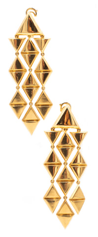 MARINA B. MILANO 18 KT YELLOW GOLD GEOMETRIC LONG DROP EARRINGS