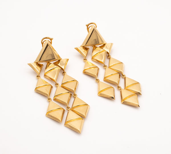 MARINA B. MILANO 18 KT YELLOW GOLD GEOMETRIC LONG DROP EARRINGS