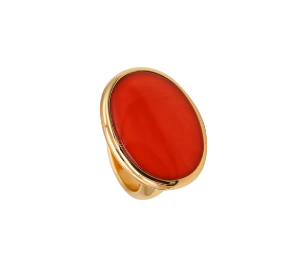 -Vhernier Milano Sculptural Cocktail Ring In 18Kt Yellow Gold With Coral And Quartz