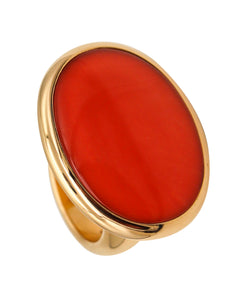 -Vhernier Milano Sculptural Cocktail Ring In 18Kt Yellow Gold With Coral And Quartz