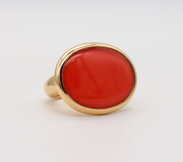 -Vhernier Milano Sculptural Cocktail Ring In 18Kt Yellow Gold With Coral And Quartz