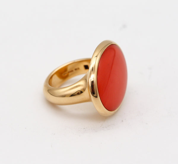 -Vhernier Milano Sculptural Cocktail Ring In 18Kt Yellow Gold With Coral And Quartz