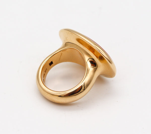 -Vhernier Milano Sculptural Cocktail Ring In 18Kt Yellow Gold With Coral And Quartz