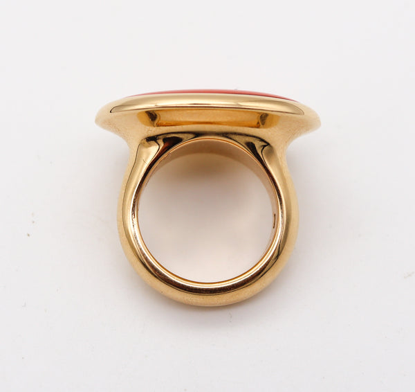 -Vhernier Milano Sculptural Cocktail Ring In 18Kt Yellow Gold With Coral And Quartz