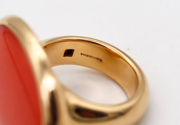 -Vhernier Milano Sculptural Cocktail Ring In 18Kt Yellow Gold With Coral And Quartz