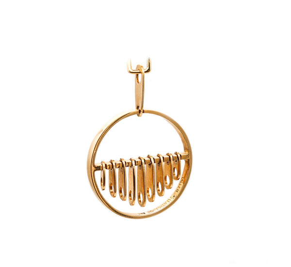*Guayasamin 1970 Rare Kinetic Movable Circular Pendant in solid 18 kt Yellow Gold