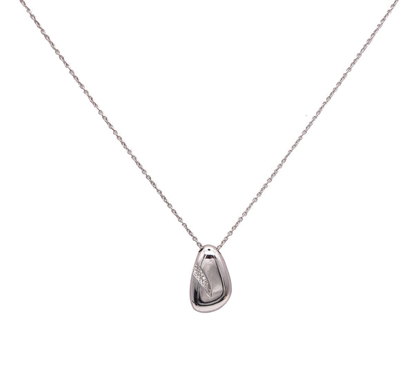 Movado Swiss Contemporary Freeform Necklace In 18Kt White Gold With Diamonds.
