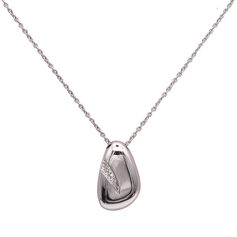 Movado Swiss Contemporary Freeform Necklace In 18Kt White Gold With Diamonds.