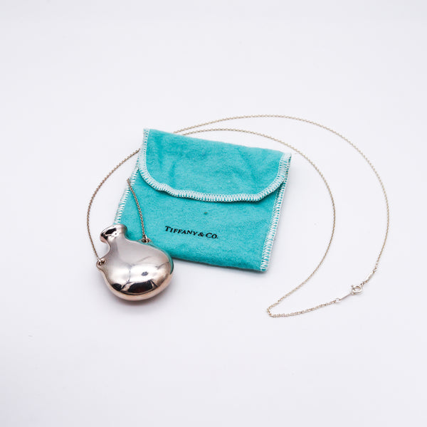Tiffany Co 1977 By Elsa Peretti Medium Freeform Open Bottle Necklace in 925 Sterling Silver