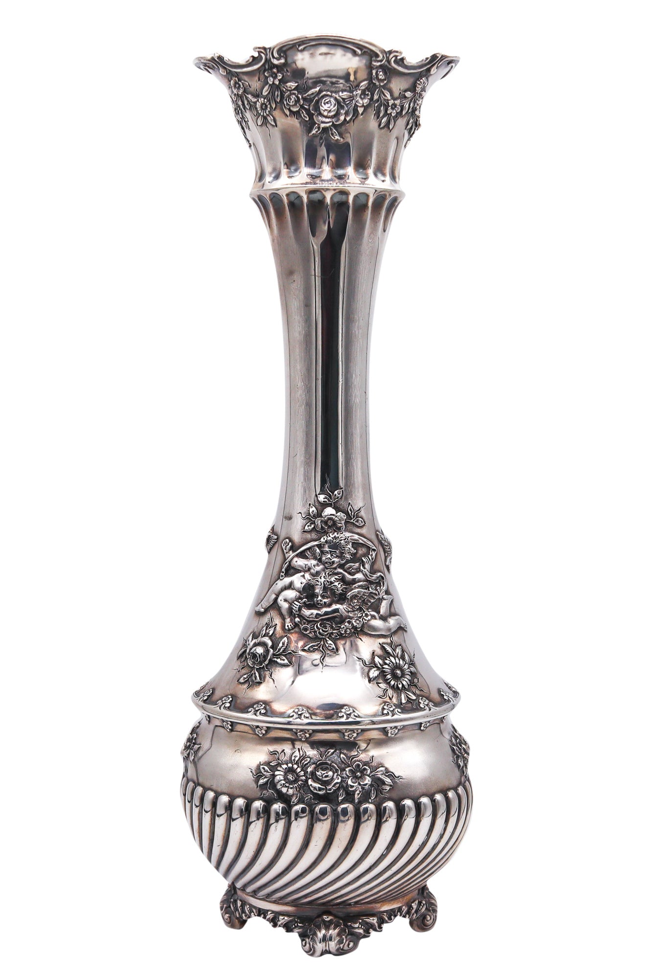 Tiffany Co 1900 Charles L Tiffany Edwardian Art Nouveau Trumpet Vase In 925 Sterling