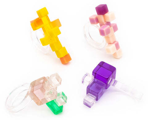 RETRO 1970'S - MEMPHIS 1980'S COLORFUL GEOMETRIC LUCITE RINGS