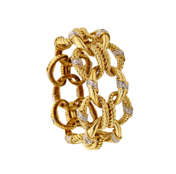 Van Cleef And Arpels 1960 NY Rope Links Bracelet In 18 Kt Gold With 1.78 Ctw Diamonds