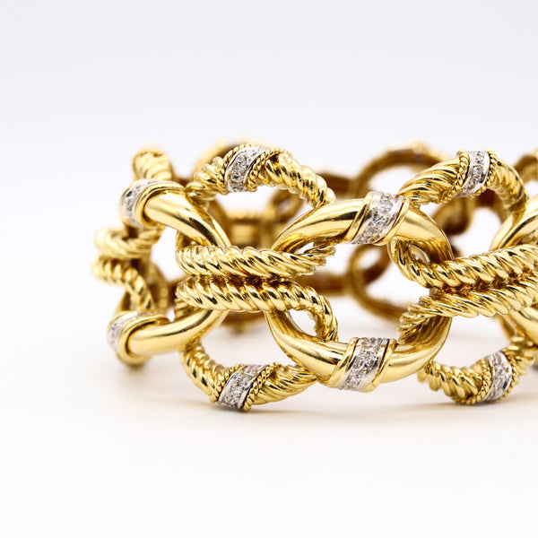 Van Cleef And Arpels 1960 NY Rope Links Bracelet In 18 Kt Gold With 1.78 Ctw Diamonds