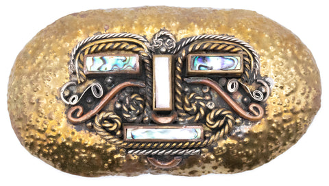 Casa De Maya Mexico 1950 Mid Century Sculptural Retro Belt Buckle Pendant