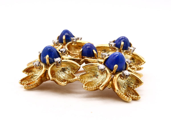 *Hammerman Brothers 18 kt gold pendant-brooch with12.98 Ctw in diamonds and blue lapis