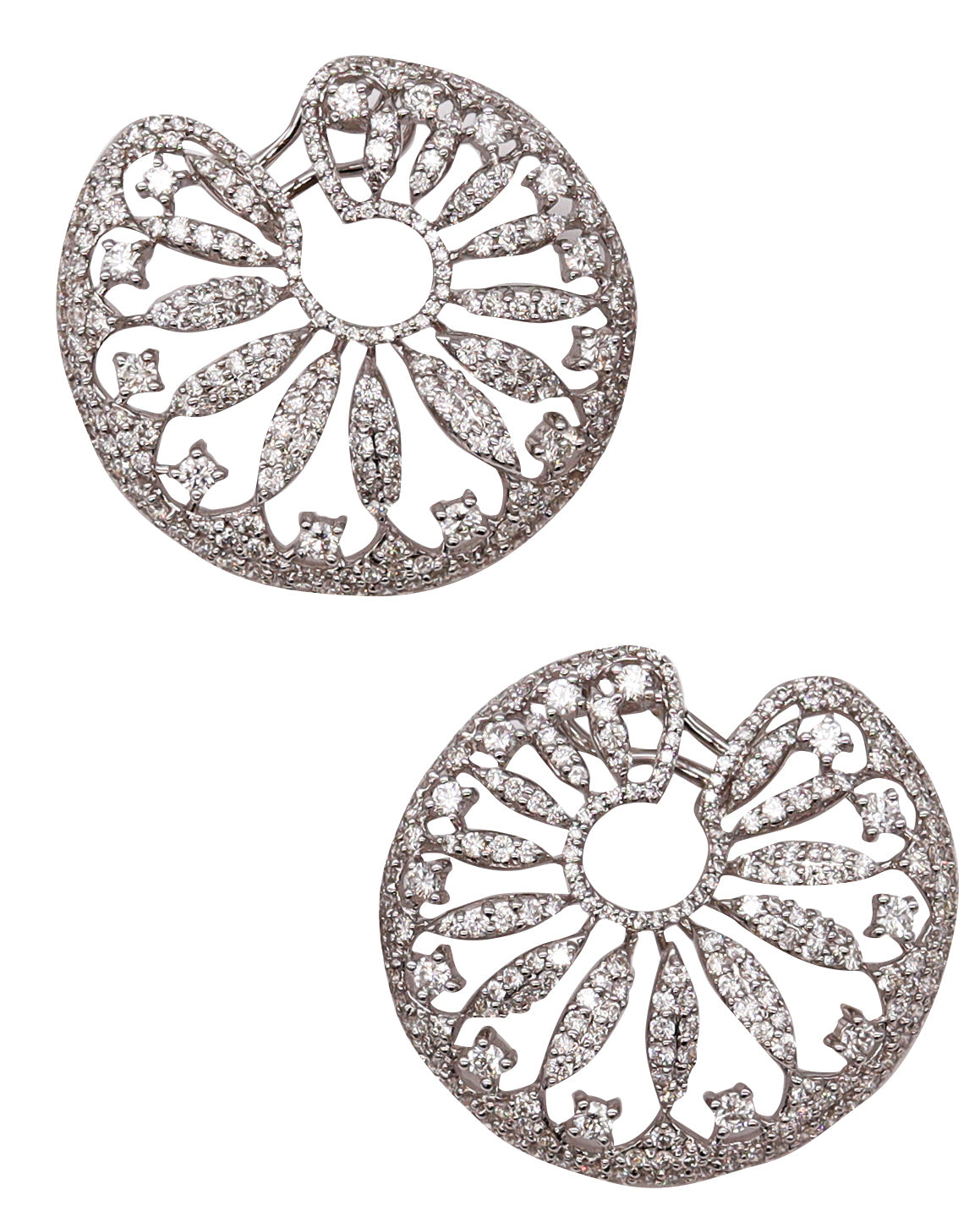 Salavetti Milano Clip-Earrings 18Kt White Gold With 6.38 Cts In VVS Diamonds