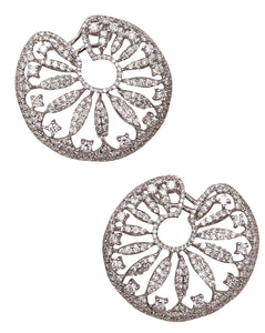Salavetti Milano Clip-Earrings 18Kt White Gold With 6.38 Cts In VVS Diamonds