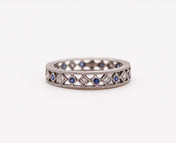 -Neo Classic Eternity Ring In Platinum With Diamonds And Sapphires