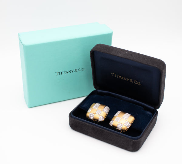 TIFFANY & CO. 1981 ANGELA CUMMINGS 18 KT AND PLATINUM EARRINGS WITH 2.49 Ctw DIAMONDS