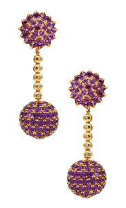 -Salavetti Dangle Drops Convertible Earrings In 18Kt Gold With 24.55 Ctw In Amethyst.