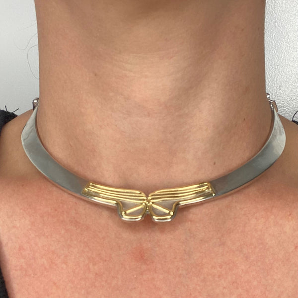 Lalaounis 1970 Choker Rigid Necklace In 18Kt Yellow Gold And Sterling Silver