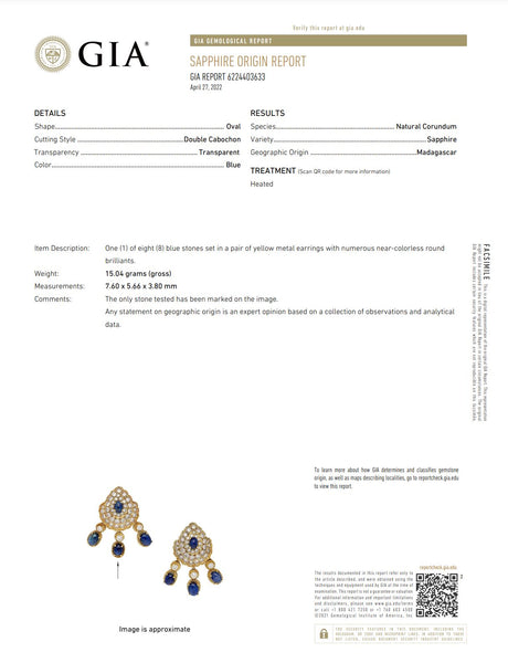 Tadini Gia Certified Cluster Dangle Earrings In 18Kt Yellow Gold With 23.84 Ctw In Diamonds & Sapphires