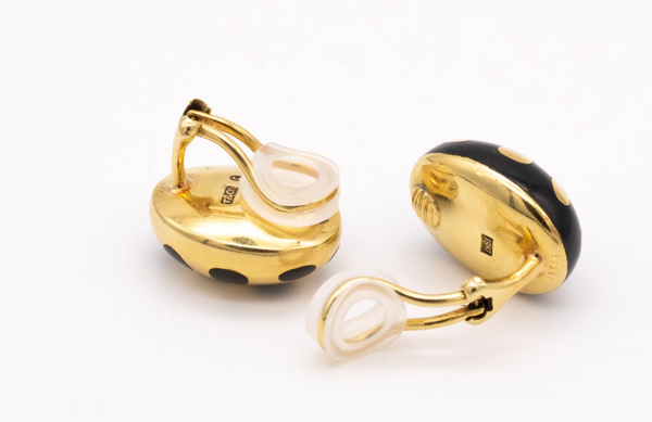Tiffany And Co. 1970 By Angela Cummings Positive And Negative Earrings In 18Kt Yellow Gold With Black Jade