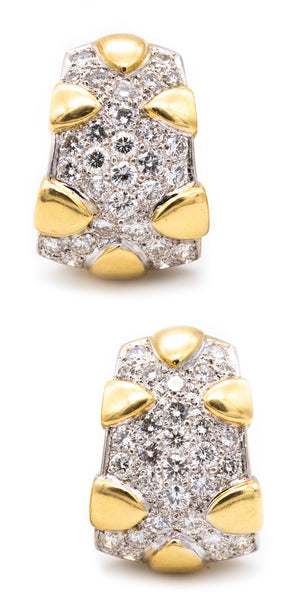 GARAVELLI DESIGNERS CLUSTER EARRINGS IN 18 KT GOLD WITH 6.08 Cts IN VS DIAMONDS