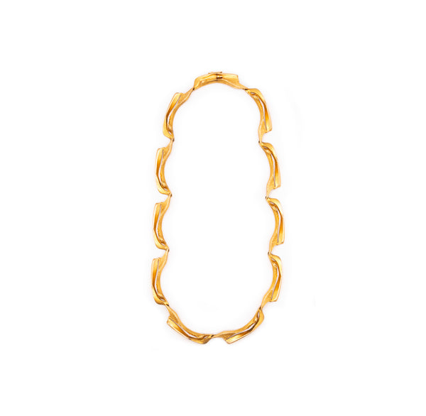 BJORN WECKSTROM 1970 FINLAND ORGANIC NECKLACE IN 14 KT YELLOW GOLD