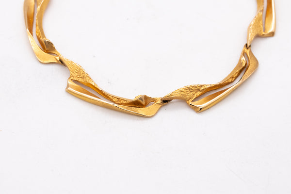 BJORN WECKSTROM 1970 FINLAND ORGANIC NECKLACE IN 14 KT YELLOW GOLD