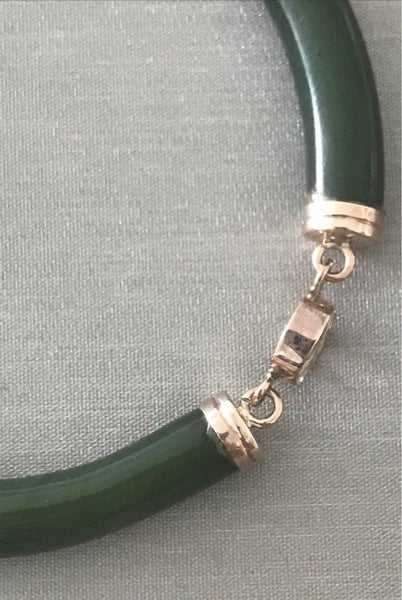 JADE DEEP GREEN 18 KT YELLOW GOLD BRACELET VINTAGE 1930'S BRITISH CHINESE EXPORT