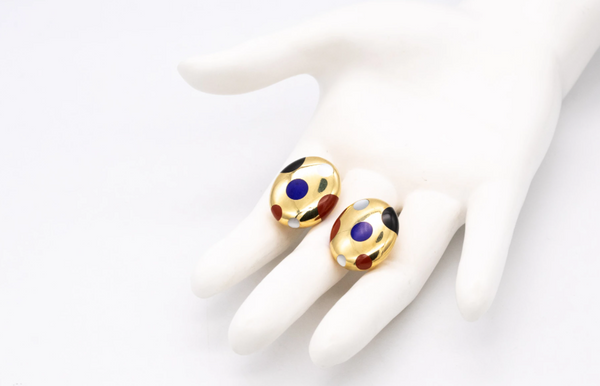*Tiffany & Co. 1970’s by Angela Cummings Polka dots earrings in 18 kt yellow gold with Gemstones