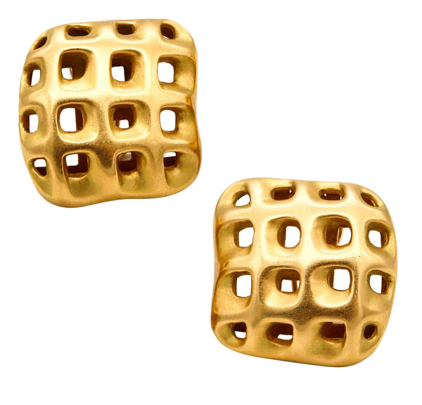 Angela Cummings Studios 1987 New York Rare Perforations Earrings In Solid 18Kt Yellow Gold